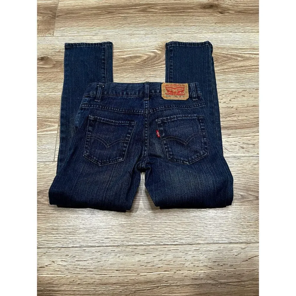 Levi's 510 Slim Fit Jeans W25 L25 Dark Blue 10 Regular Denim Pants (A79)